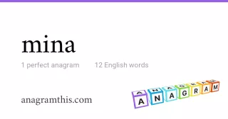 mina - 12 English anagrams