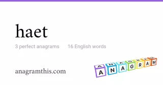 haet - 16 English anagrams