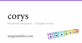 corys - 16 English anagrams