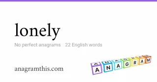 lonely - 22 English anagrams