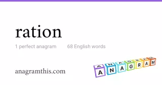ration - 68 English anagrams