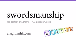 swordsmanship - 733 English anagrams
