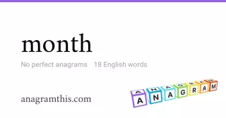 month - 18 English anagrams