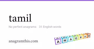 tamil - 31 English anagrams