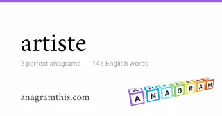 artiste - 145 English anagrams