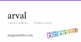 arval - 9 English anagrams