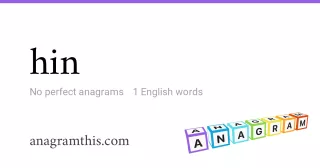 hin - 1 English anagrams