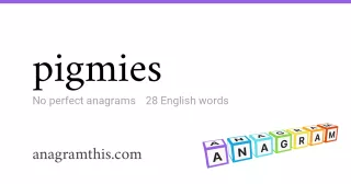 pigmies - 28 English anagrams