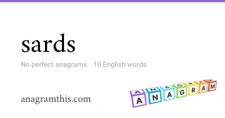sards - 10 English anagrams