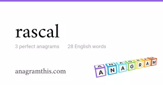 rascal - 28 English anagrams