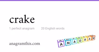 crake - 20 English anagrams
