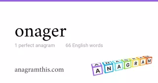 onager - 66 English anagrams