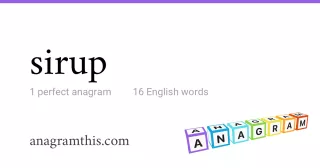 sirup - 16 English anagrams