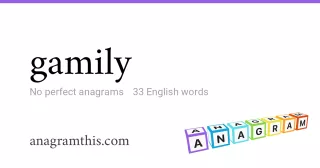 gamily - 33 English anagrams