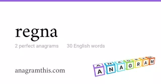 regna - 30 English anagrams