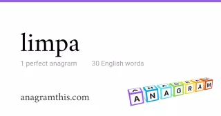 limpa - 30 English anagrams