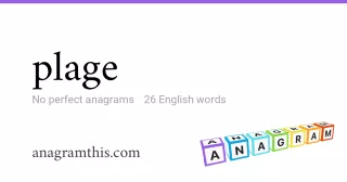 plage - 26 English anagrams