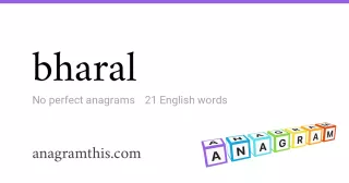 bharal - 21 English anagrams