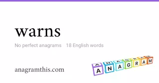 warns - 18 English anagrams