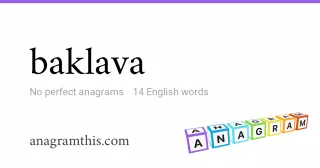 baklava - 14 English anagrams