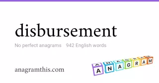 disbursement - 942 English anagrams