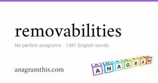 removabilities - 1,481 English anagrams