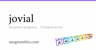 jovial - 19 English anagrams