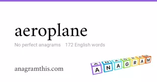 aeroplane - 172 English anagrams