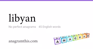 libyan - 45 English anagrams