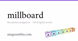 millboard - 189 English anagrams
