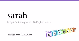 sarah - 10 English anagrams